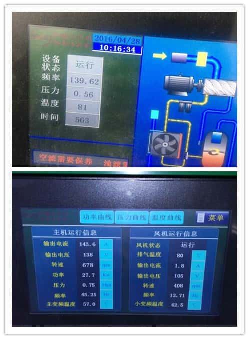 薩震節能空壓機控制面板